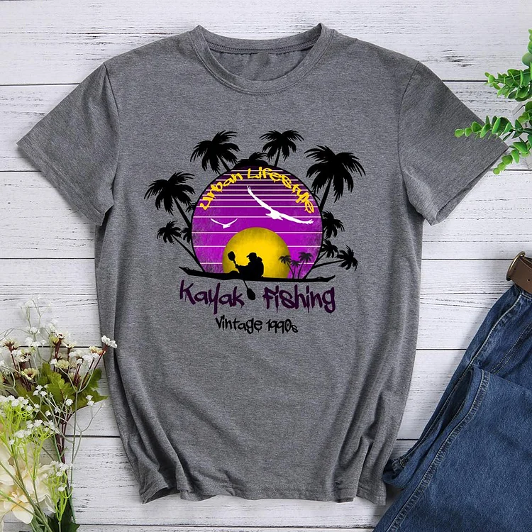 Kayak Fishing Vintage 1990s T-Shirt Tee-012306-Annaletters