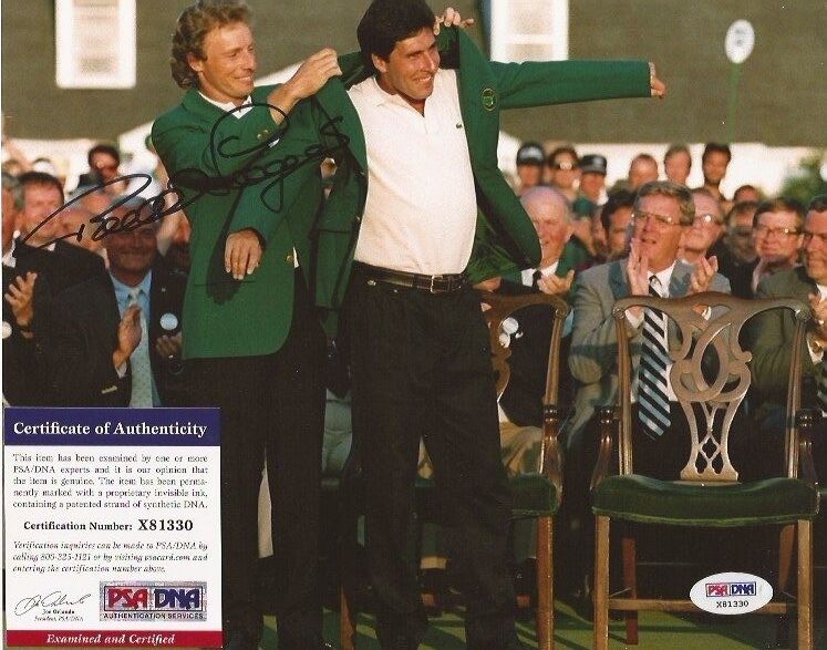 Bernhard Langer signed Masters 8x10 Photo Poster painting Green Jacket autographed PSA X81330