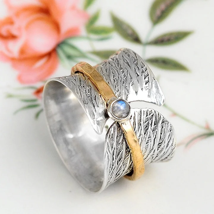 925 sterling Silver Women's Moonstone Spinner Ring