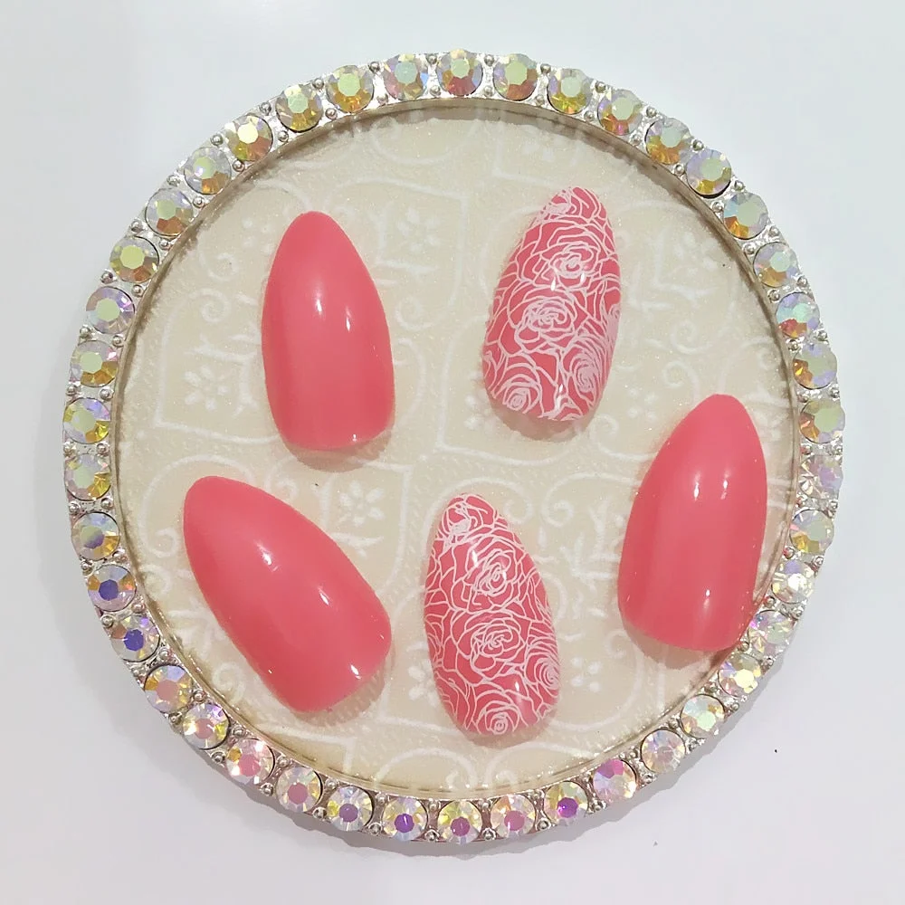 Dream Catcher Short Stiletto False Nails With Design Press On Artificial Fake Nails Tips DIY Full Cover Manicure Tool-Nail Inspo