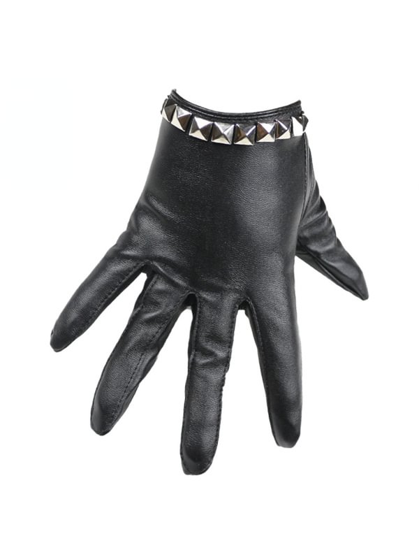 Women Punk Rivets PU Leather Jazz Style Gloves