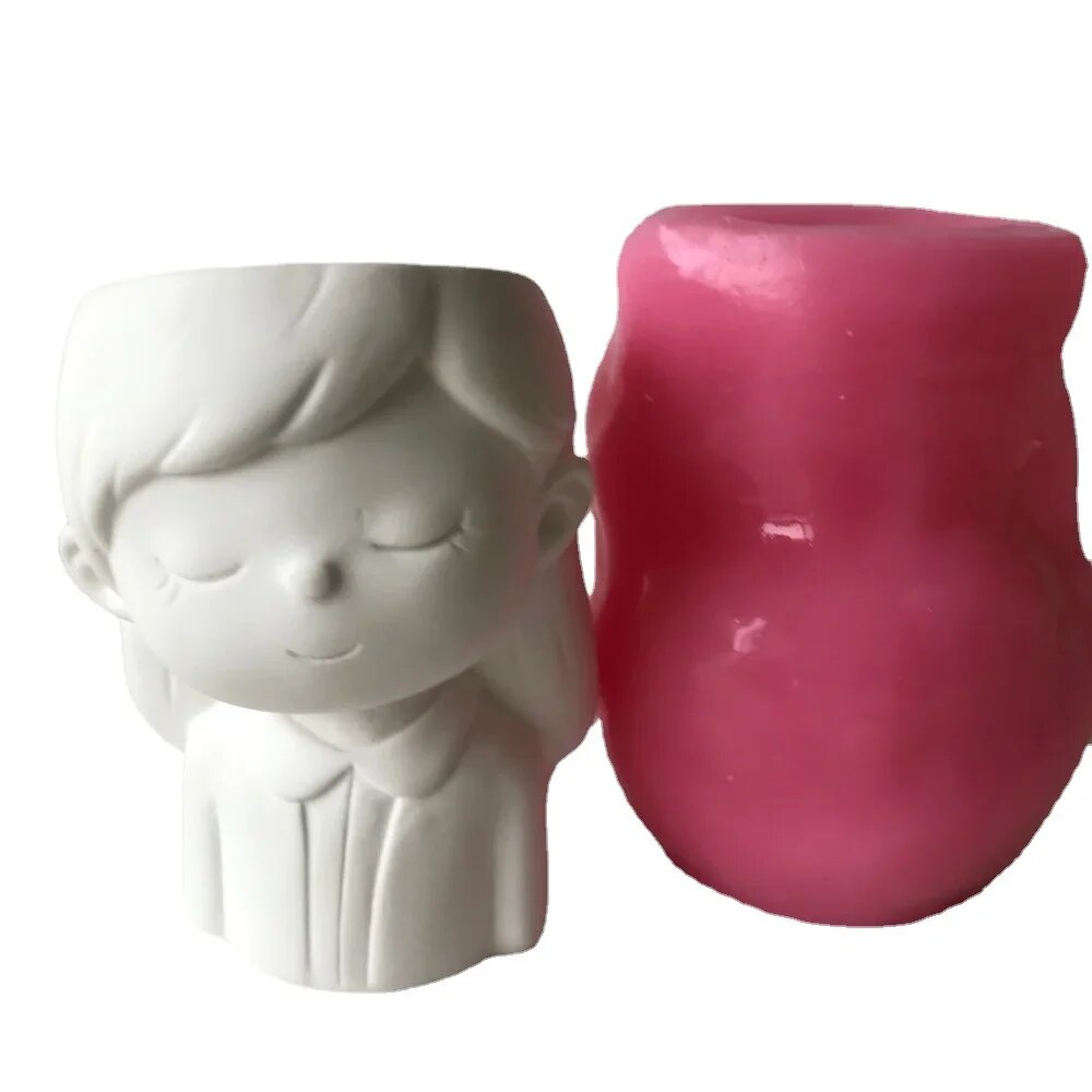 3D Girl Silicone Flower Pot Mold, Concrete Resin Plaster, Chocolate Candle, DIY Handmade Fondant Cake Mould