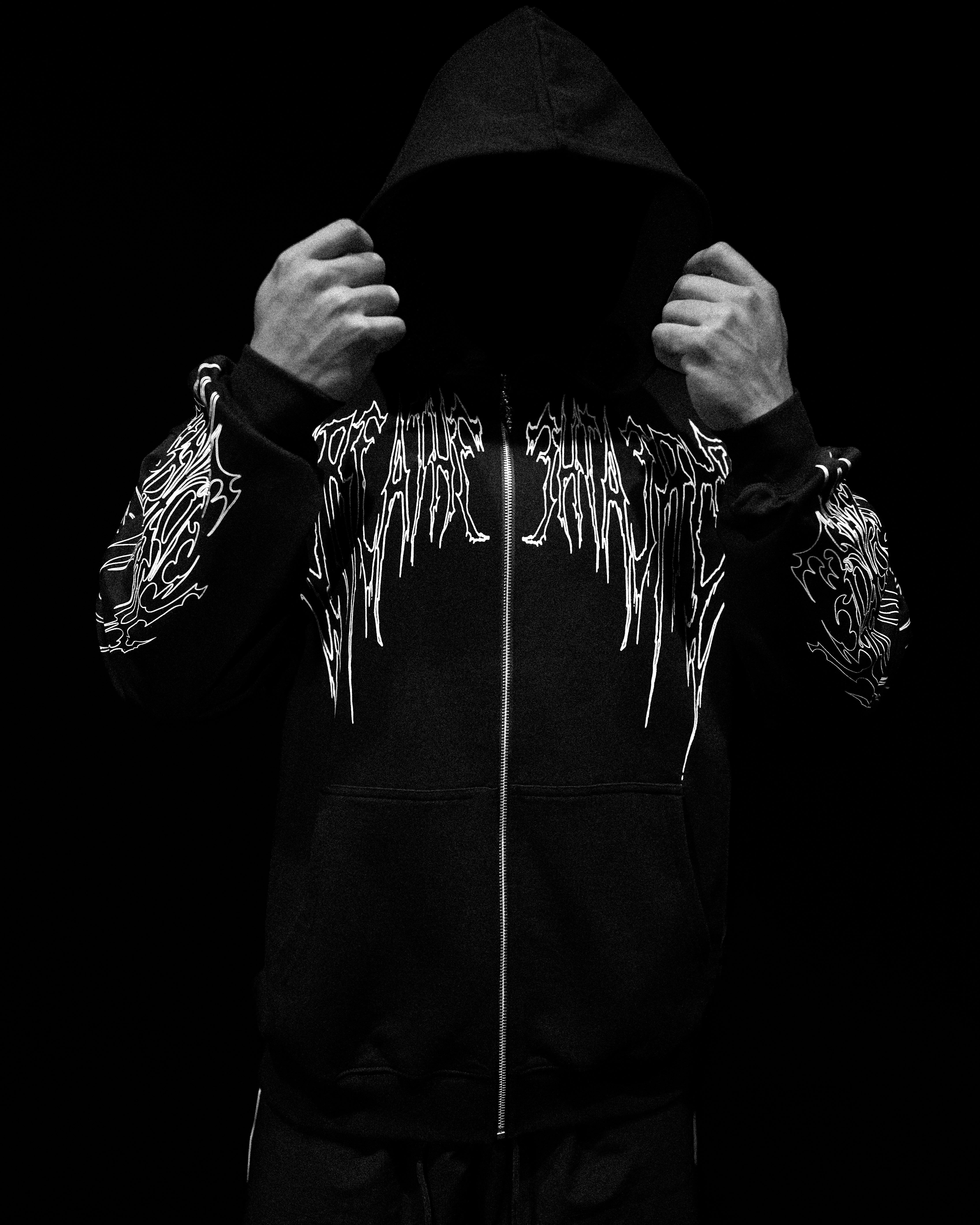 Abyssal Wraith Oversized Zip-up Hoodie [VOID BLACK]