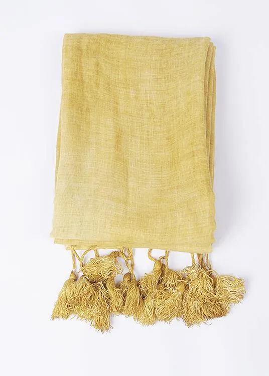 cotton linen scarf shawl casual yellow scarves