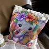 (US Only)11CT Elephant Cross Stitch Canvas Tote Bag DIY Sewing Bag Gift for Friend40x40cm