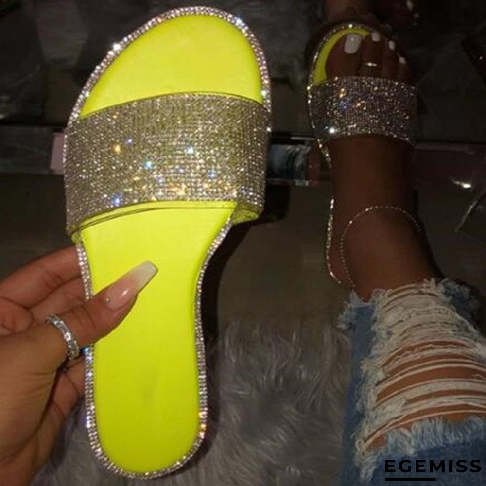 Yellow Fashion Casual Patchwork Rhinestone Round Comfortable Shoes | EGEMISS