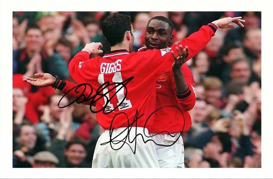 ANDY COLE & RYAN GIGGS MANCHESTER UNITED - AUTOGRAPH SIGNED Photo Poster painting POSTER PRINT