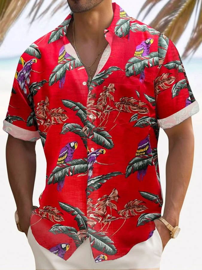 Men's Hawaiian Palm Tree Print Fashion Short Sleeve Shirt