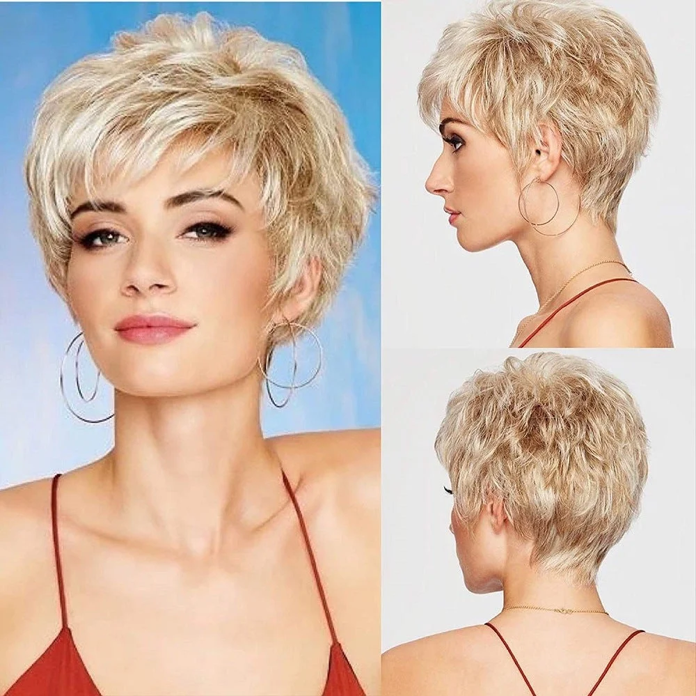 Short Wig Ladies Temperament Fashion Gold Micro-Volume Short Paragraph