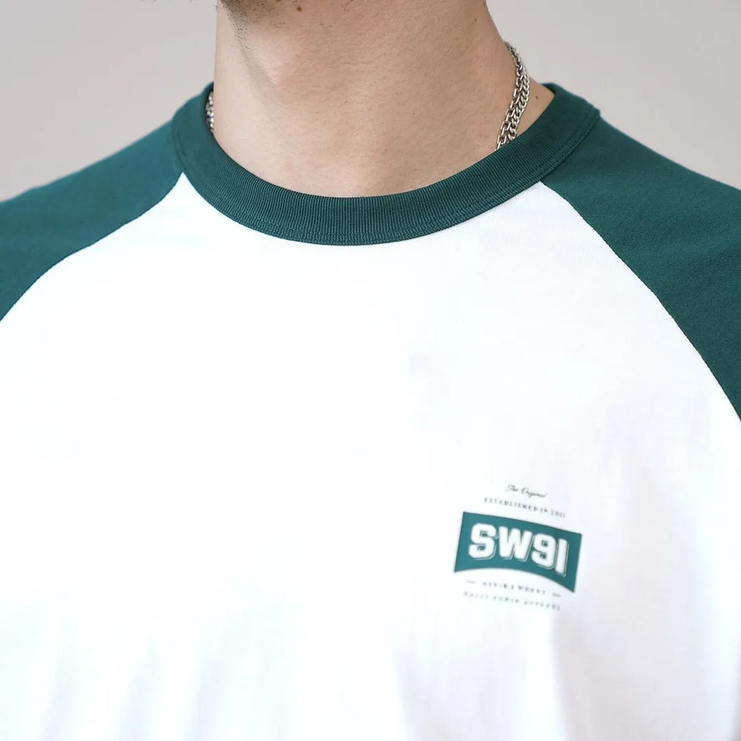 SIMWOOD 2021 Summer New Oversize Contrast Color T-shirts Men Raglan Sleeve Plus Size Loose Tops Brand Clothing SK130584