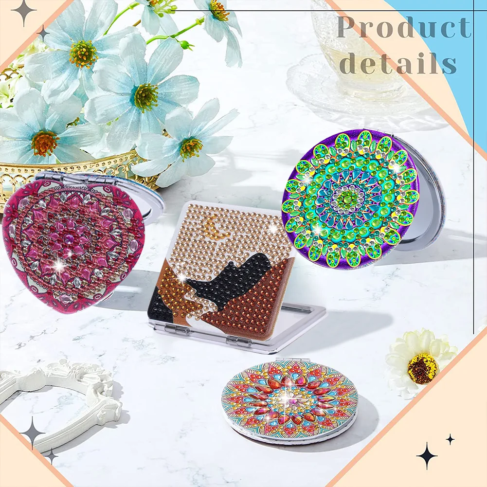 DIY Diamond Art Mosaic Makeup Mirror Paint by Number Kits Mandala