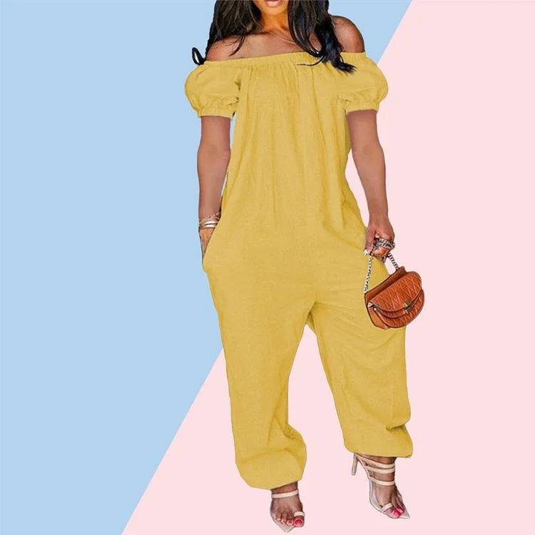 Elegant Short-Sleeved Off-Shoulder Jumpsuit