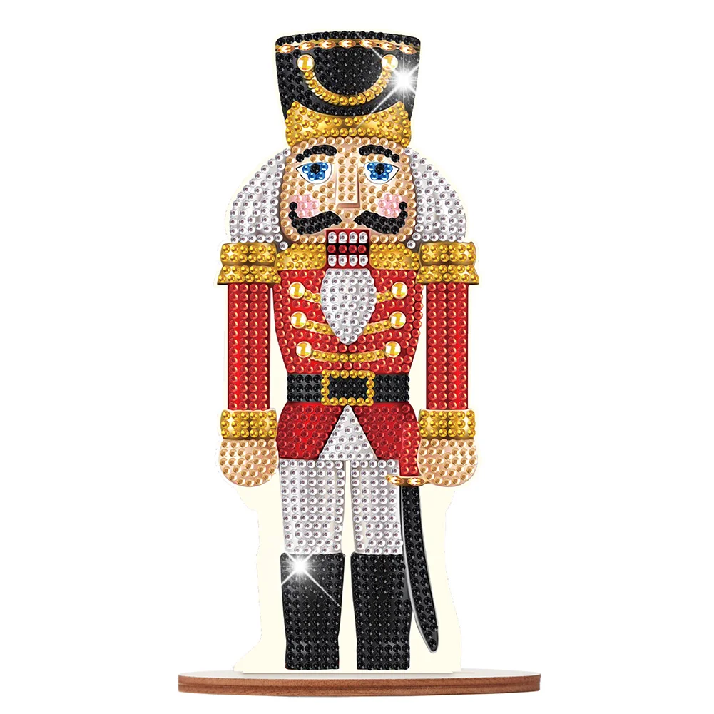 Wooden Diamond Art Table Decor Christmas Nutcracker Crystal Painting  Desktop Kit