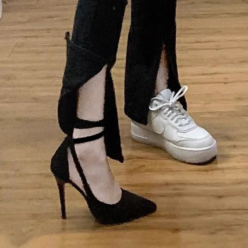 Breakj Breakj Women's High-Heeled Shoes With High-Heeled Women's 2025 New Fine-Heeled Black Bed High-Heeled Women's Summer French-Style Sandals Women's Single Shoes