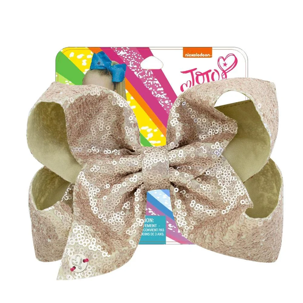 8" Sequin Rainbow JoJo siwa Bow With Hair Clip For Girls Kids Handmade Boutique Knot Jumbo Hair Bow Hairgrips Hair Accessories