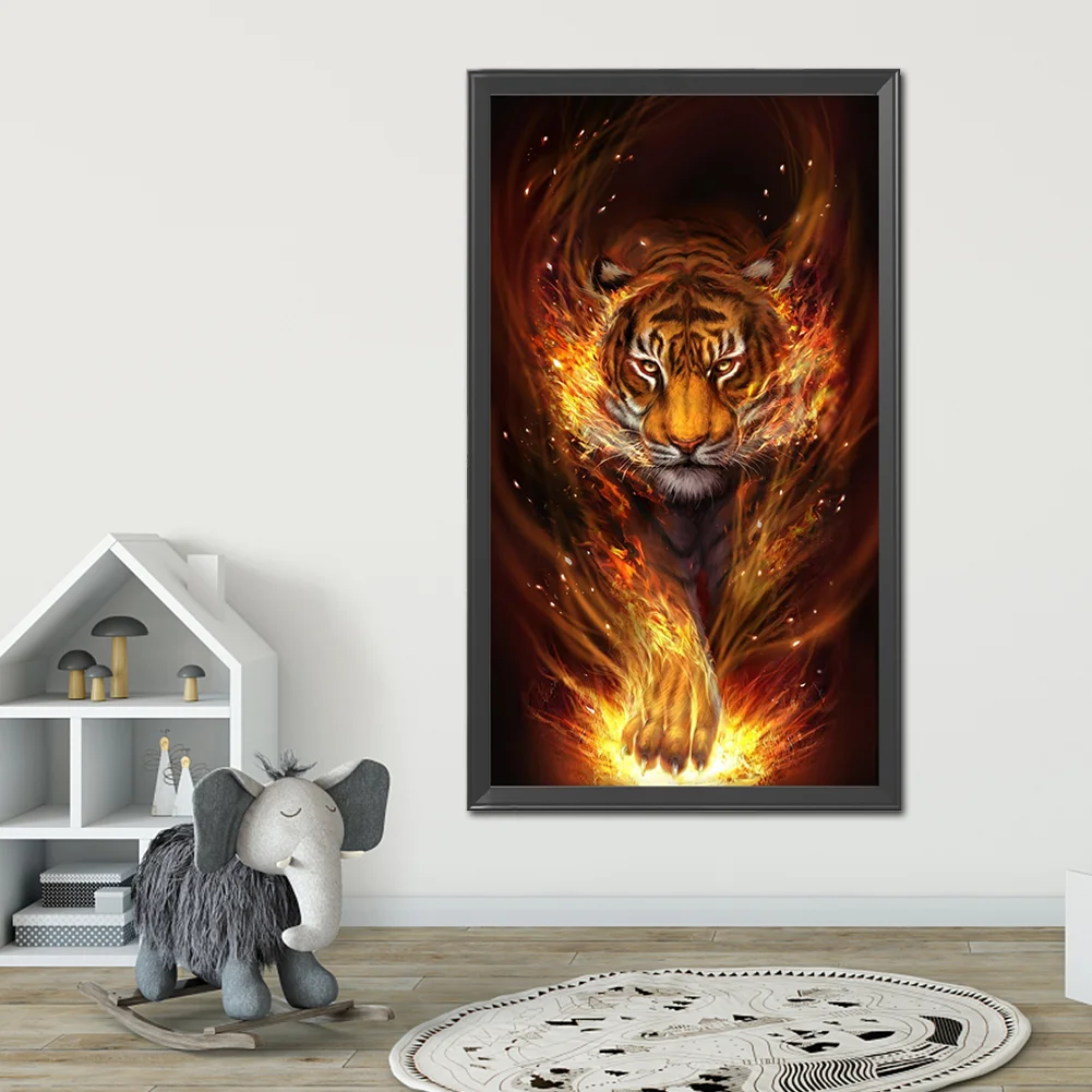 Diamond Painting - Full Round Drill - Fire Tiger(40*80cm)