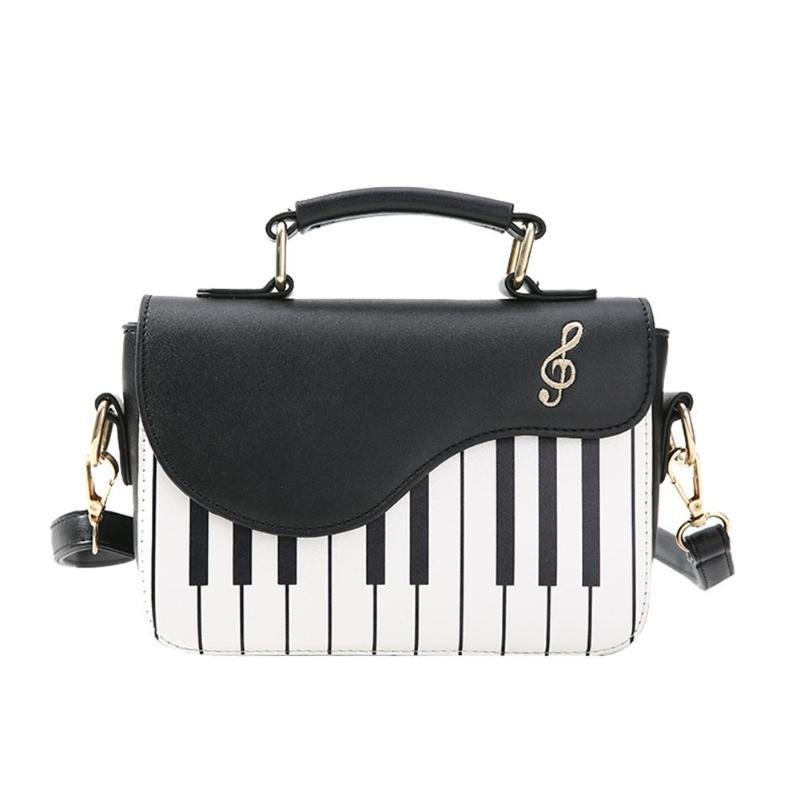 Leather Crossbody Piano Pattern Handbag