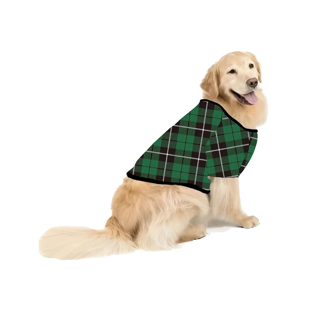 Christmas Make Memories Together 2024 Print Green & Black & White Plaid Family Matching Pajamas With Dog bandana