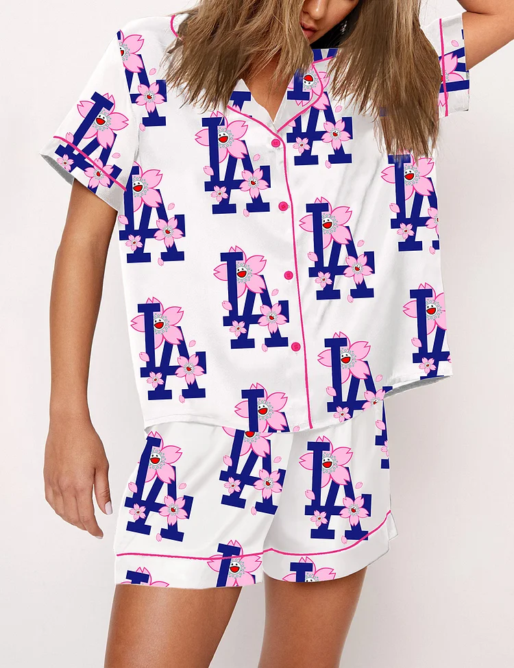 Women'sVintage Los Angeles Dodgers Sakura Bloom Print Pajama Set