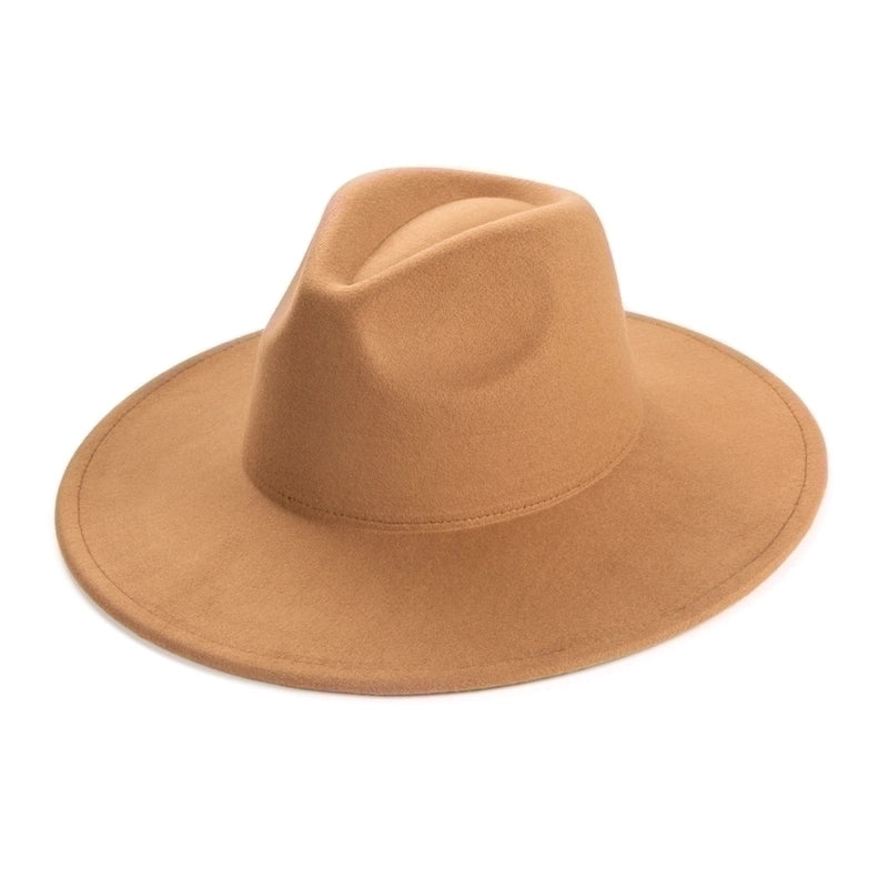 Unisex Elegant Solid Color Big Eaves Fedora Hat