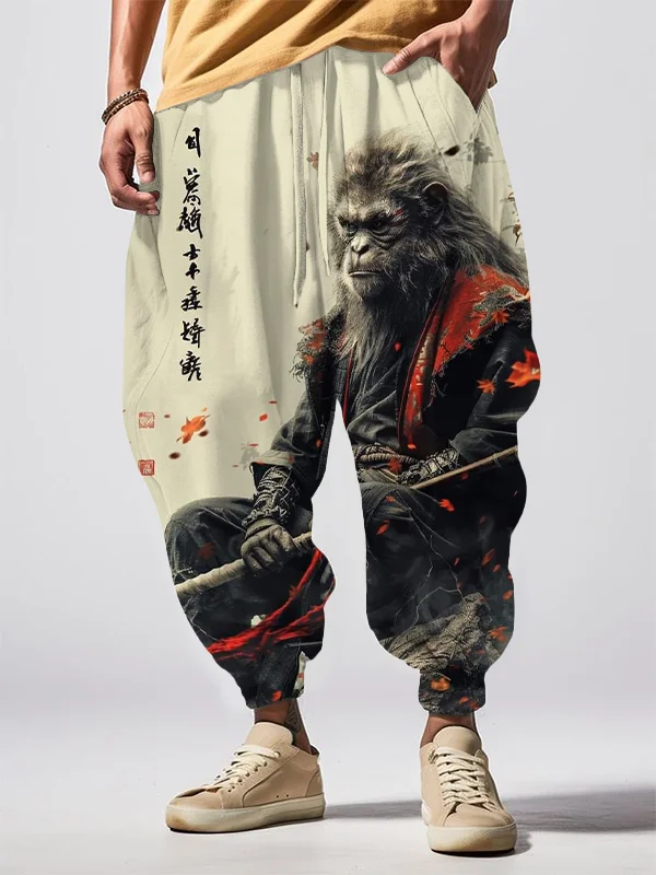 Men's The Monkey King Art Print Loose Drawstring Waist Sweatpants