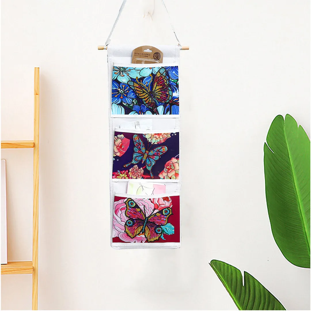 DIY Diamond Painting White Butterfly Hanging Storage Bag