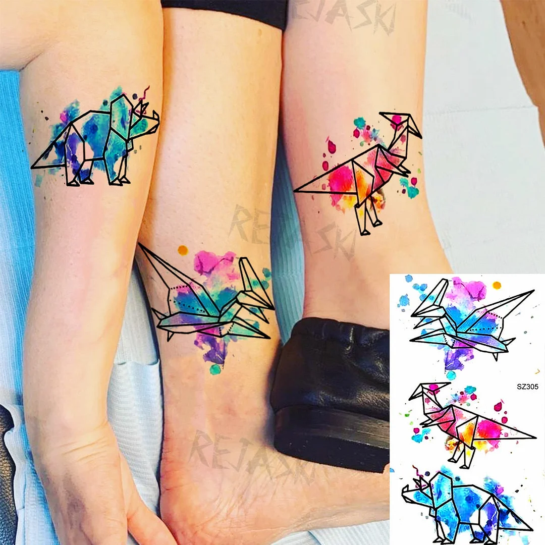 Colored Rose Fashion Feet Temporary Tattoos For Women Adult Hummingbird Sunflower Fake Tattoo Body Art Washable Tatoos Sticker