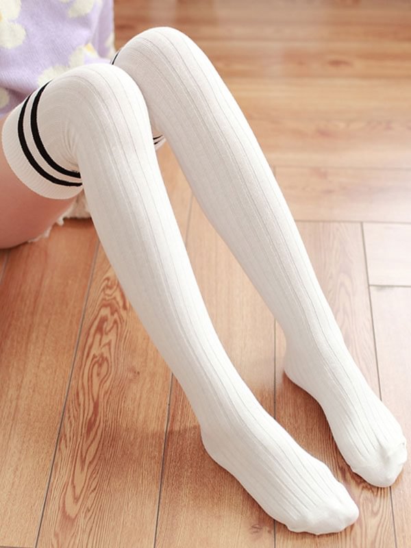 Sweet  Cotton Knee High Sock Girls Lolita Stocking With Stripes Novameme