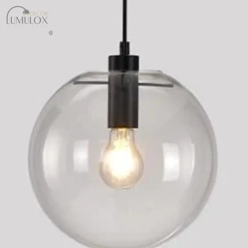 Nordic Modern Minimalist Glass Ball Pendant Lamp Single-Head Restaurant Bar Light E27 Black / Dia