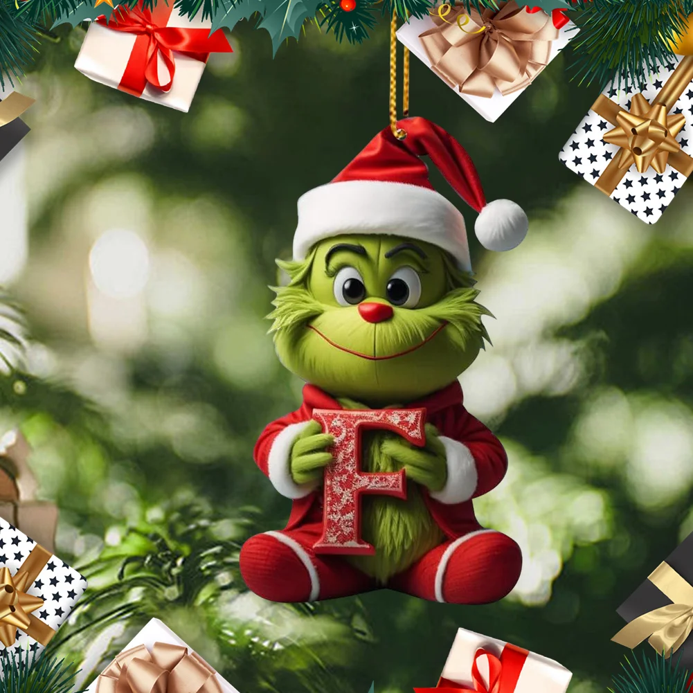 Christmas Acrylic Grinch Xmas Tree Hanging Ornament Hanging Green Monster Decor