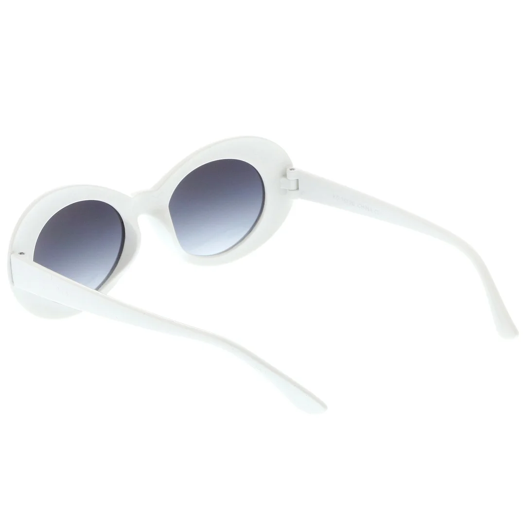 Retro White Oval glasses With Tapered Arms Neutral Colored Gradient Lens 50mm