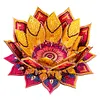 Peinture en diamant en 5D bricol&eacute;e DIY, d&eacute;coration acrylique de bureau, bougeoirs fleurs, lumi&egrave;re de plaques, d&eacute;coration de bureau artisanale pour adultes d&eacute;butants (Lotus-A rouge et jaune)