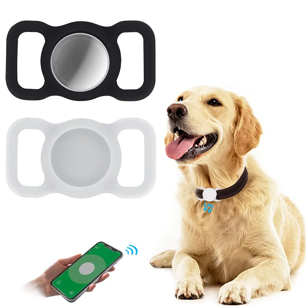 2PCS Silicone Protective Case for Airtags,Woffoly Lightweight GPS Tracking Pet Loop Holder,Anti-Scratch Anti-Lost Locator Skin Cover