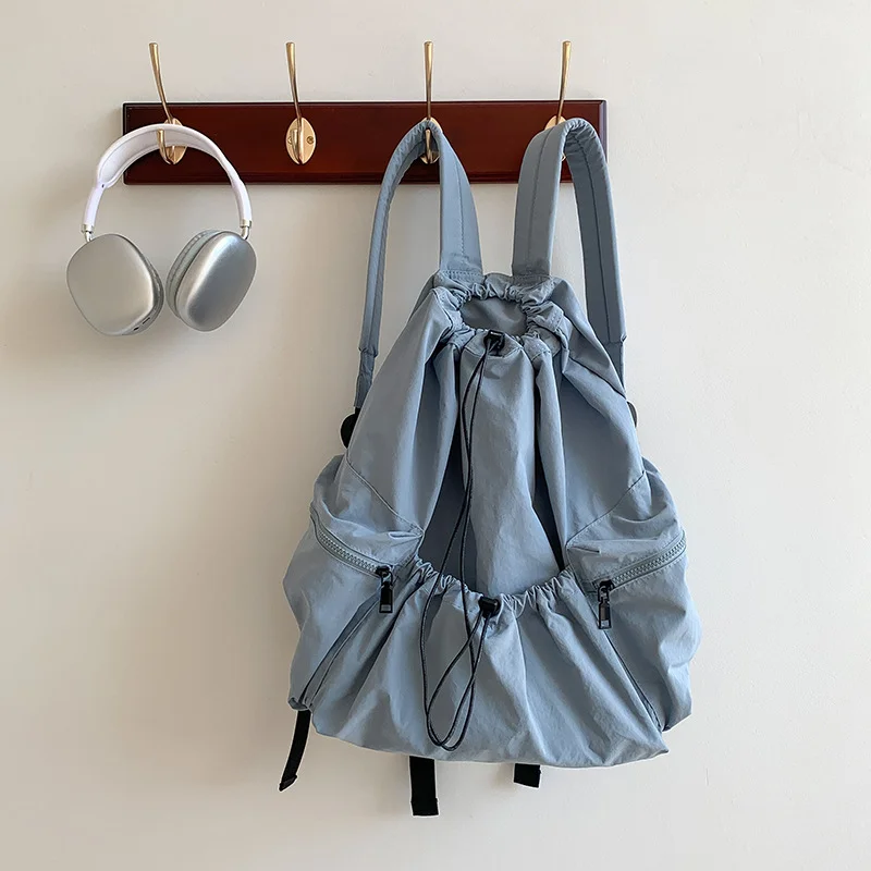 Mongw Mongw Korea East Gate New Draw Rope Backpack Lady Fashion Casual Large Capacity Students Lightweight Nylon Backpack Female