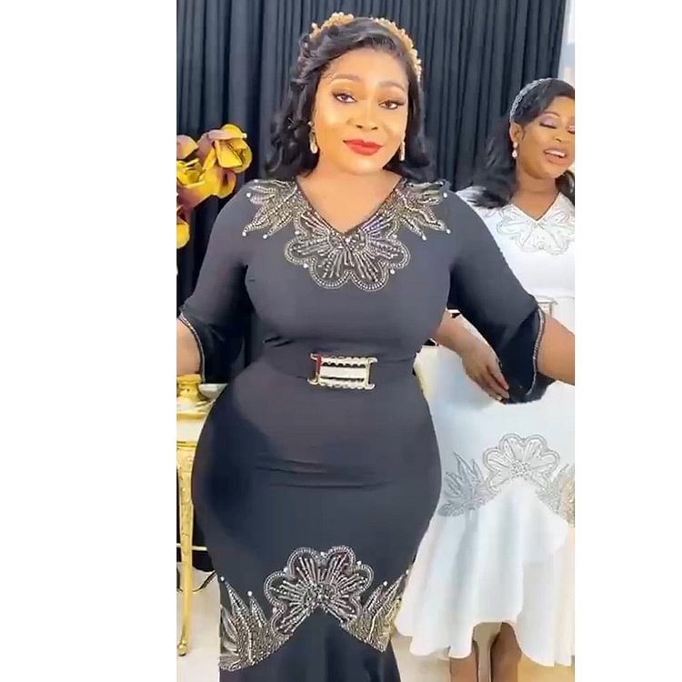 African Americans fashion QFY Plus Size Mermaid Dress For Women African Turkey Dashiki Maxi Robe Nigerian Evening Dresses Wedding Party Ladies Clothing Ankara Style QueenFunky