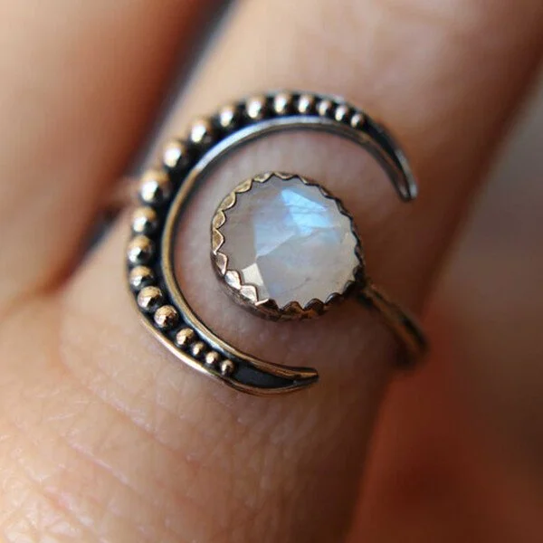 925 Faceted Moonstone Adjustable Ring