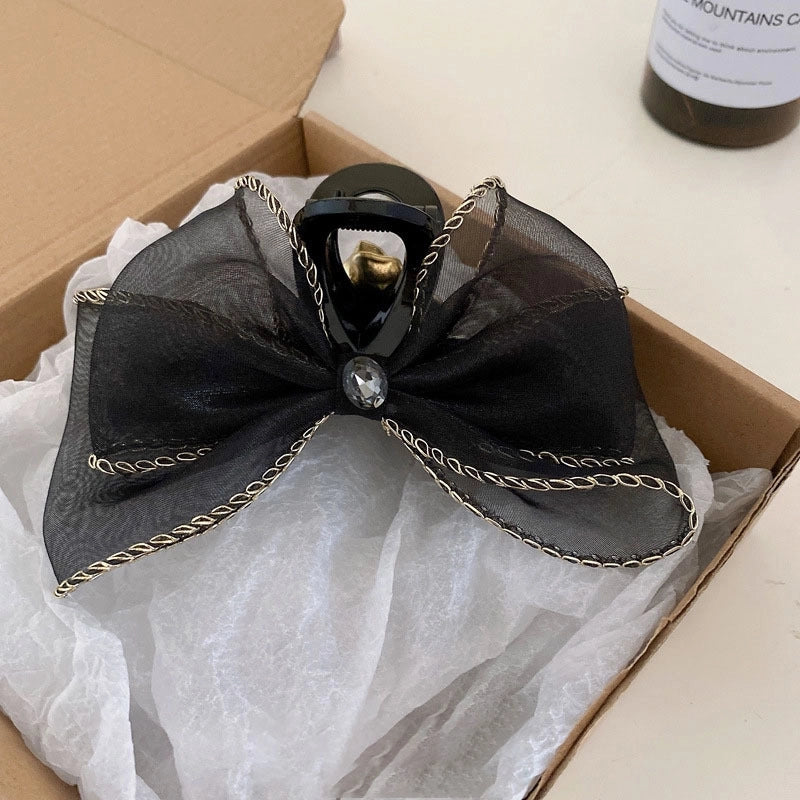 High-grade Camellia Diamond-embedded Large Gripper Korean Style Elegant Back Shark Clip Updo Hair Clip Hair Accessories For Women Summer