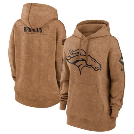 Women's Denver Broncos 2023 Brown Salute to Service Pullover Hoodie(Run Small)