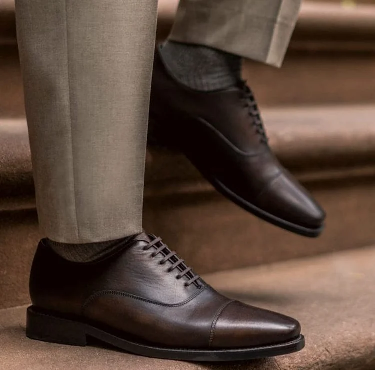 Handmade brown oxford dress shoes, Men brown dress shoes, Shoes for men