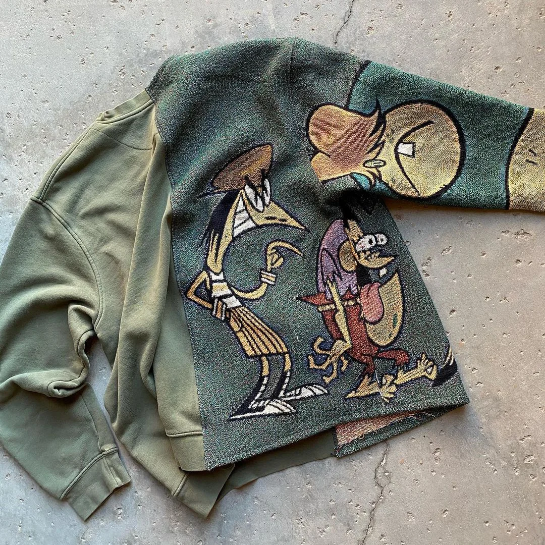 Retro Contrast Tapestry Color Block Sweatshirt