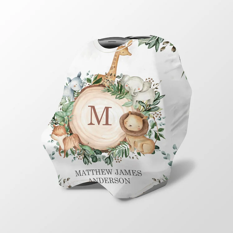 Personalized Forest Zoo Baby Car Seat Canopy| Canopyl212