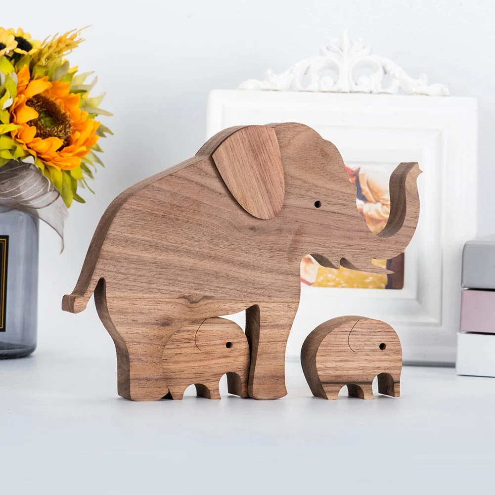 Puppy Family Wood Dog Carving Ornaments Decoration Home Decor Figurine Desktop Table Ornament Sculptures For Dog Pet Lover Gifts