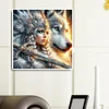 Diamond Painting-DIY Full Round Drill Girl Wolf(40*40 CM)