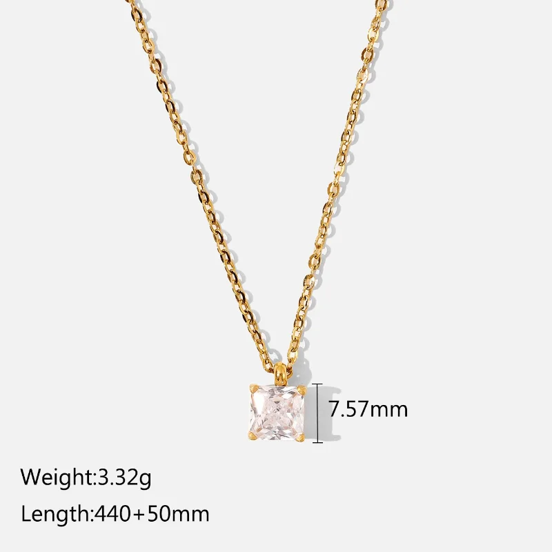 Square Zircon Pendant Necklace