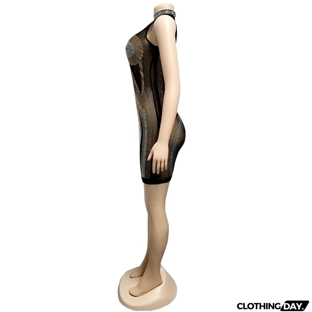 Sexy Sleeveless Beaded Bodycon Dress