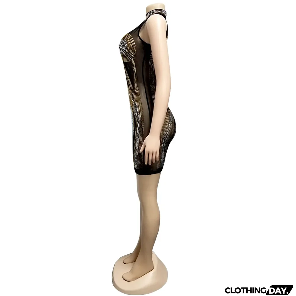 Sexy Sleeveless Beaded Bodycon Dress