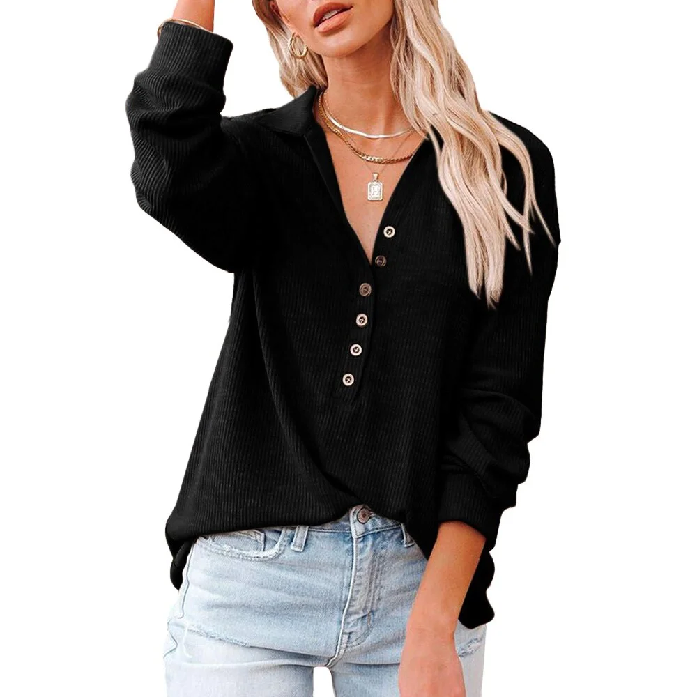 Office Lady Solid Tops Tee Shirts Women T-shirt 2023 Spring Casual Lapel Neck Loose T Shirt Long Sleeve Female Soft Tops D30