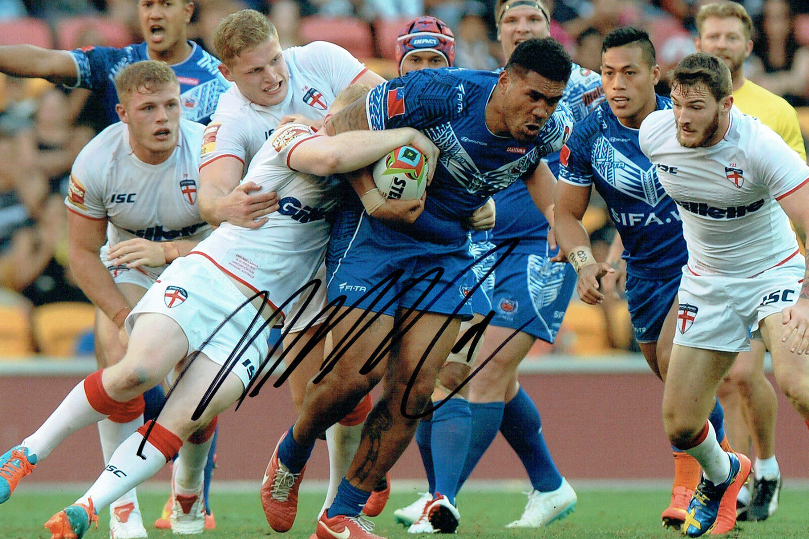 Mose MASOE Signed St Helens Rugby Super League Autograph 12x8 Photo Poster painting AFTAL COA