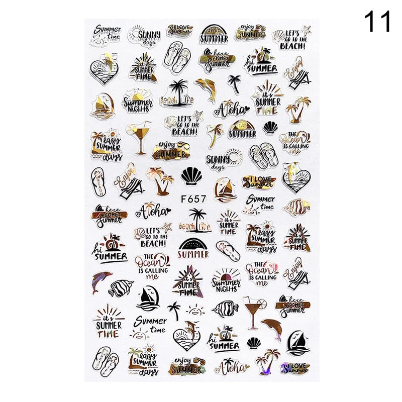 1PC Succulent Plants Flower 3D Nail Sticker Spring Floral Leaves Adhesive Transfer Decals Slider DIY Nail Art Decoration