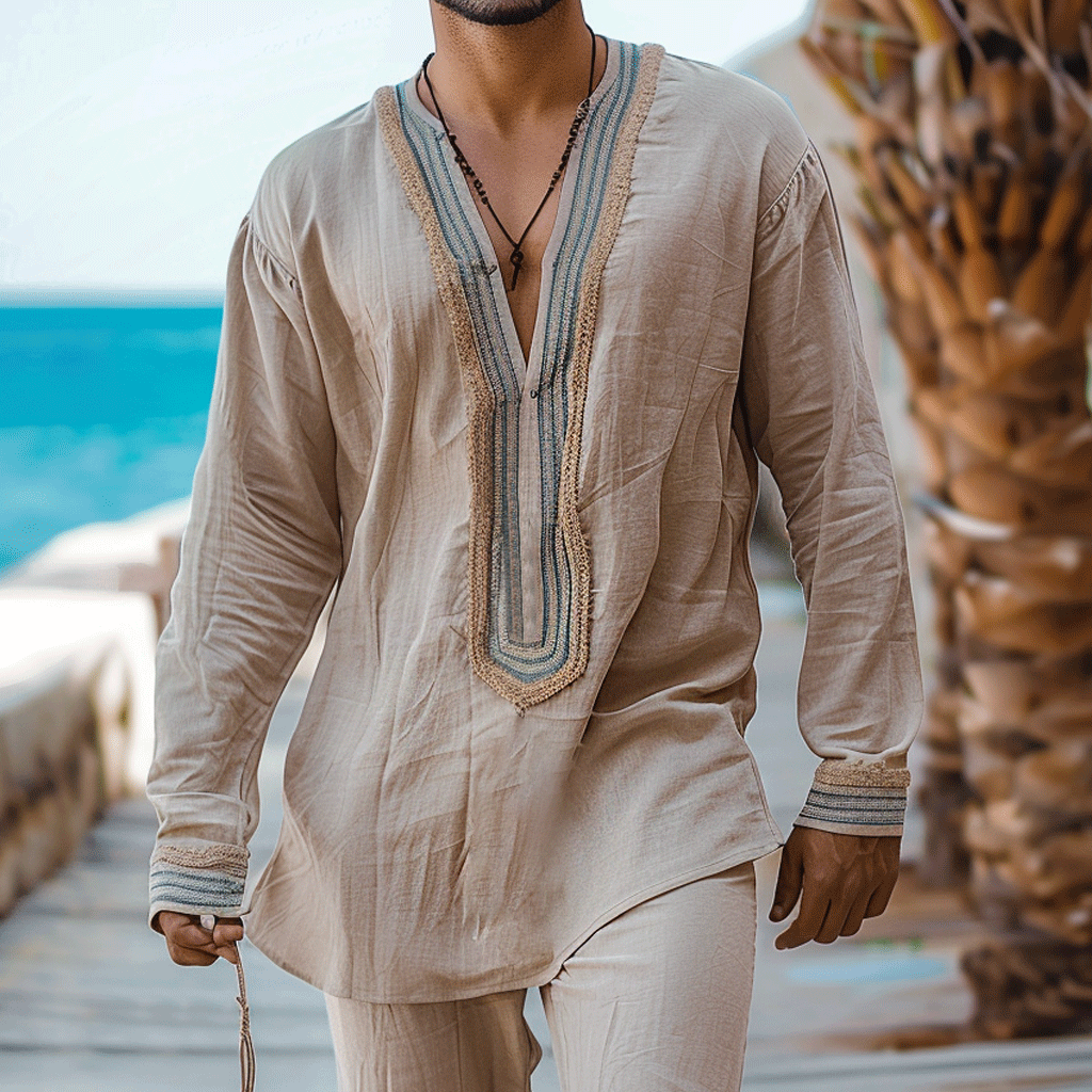 Men's Linen Bohemian Shirt-inspireuse